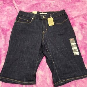 Levi's Bermuda Denim Shorts Women's 32x12 Mid‎ Rise Dark Wash NWT